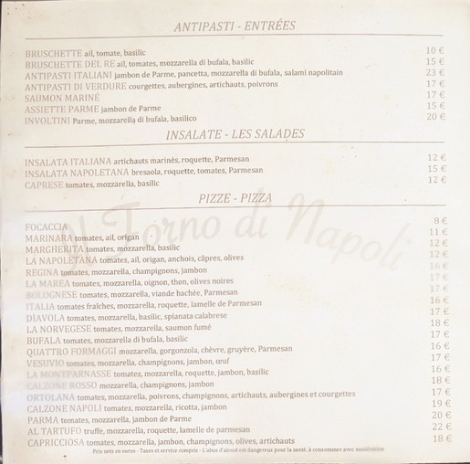 Restaurant Il Forno Di Napoli Montparnasse Paris