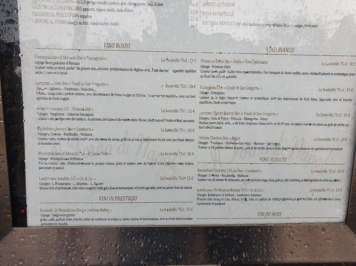 Restaurant Il Forno Di Napoli Montparnasse Paris menu 3