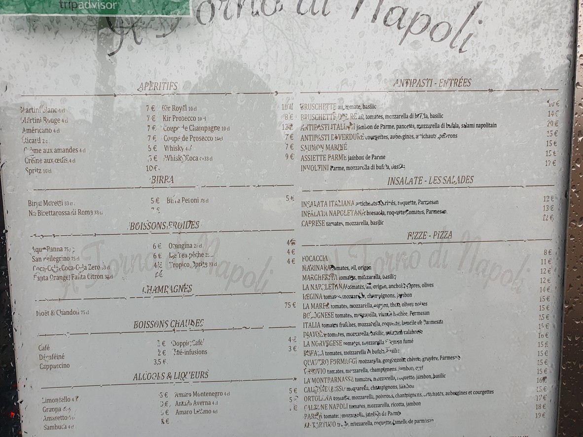 Restaurant Il Forno Di Napoli Montparnasse Paris menu 4