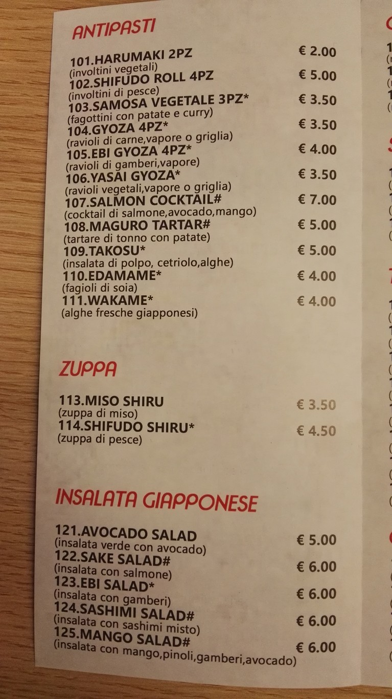 Jinjá Parioli Ristorante Giapponese menu 1
