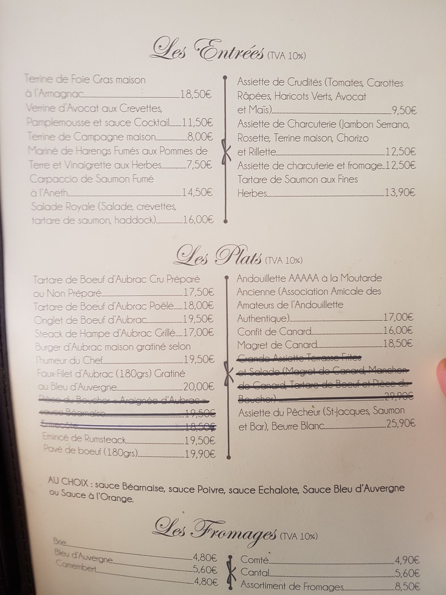 Restaurant Atelier Bey menu 1