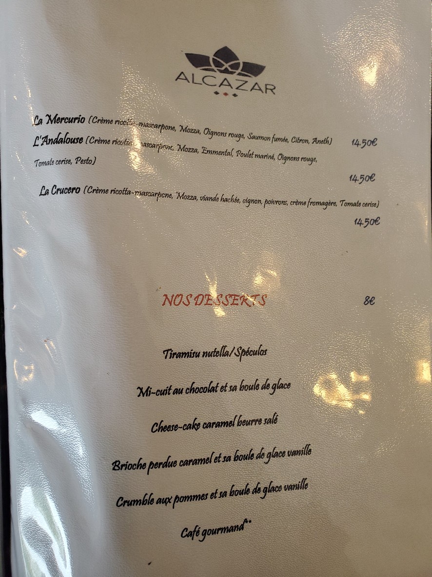 Alcazar menu 7