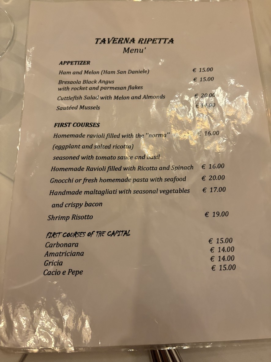 Taverna Ripetta menu 1