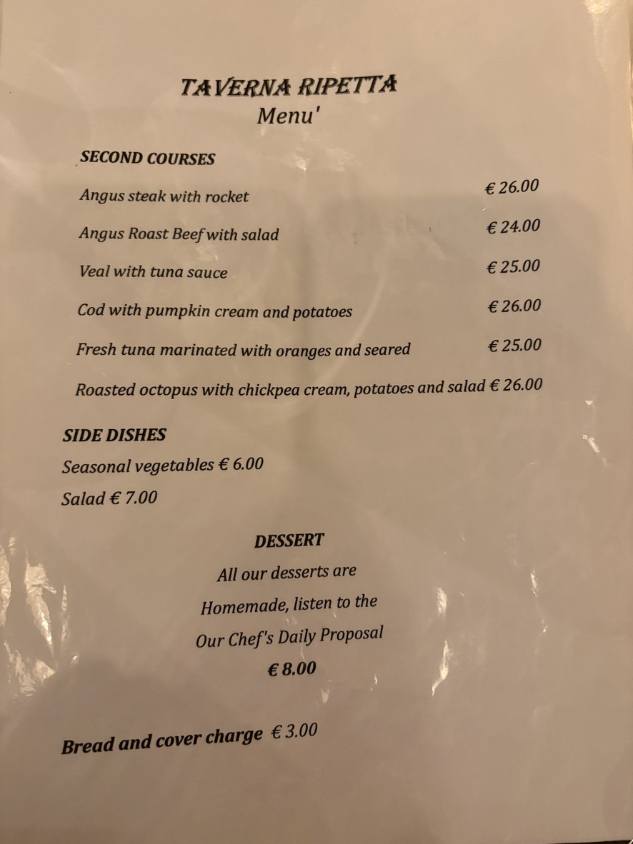 Taverna Ripetta menu 2
