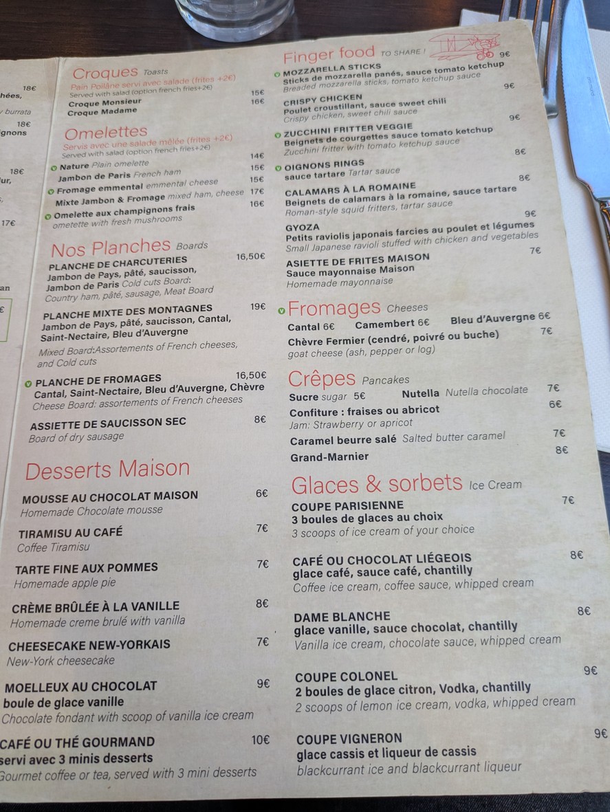 L'Oiseau Blanc menu 2
