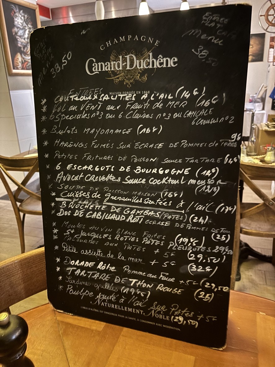 Le Zinc de Clovis menu 1