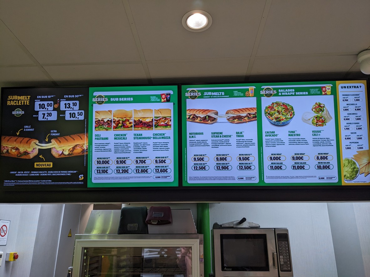 Subway menu 1