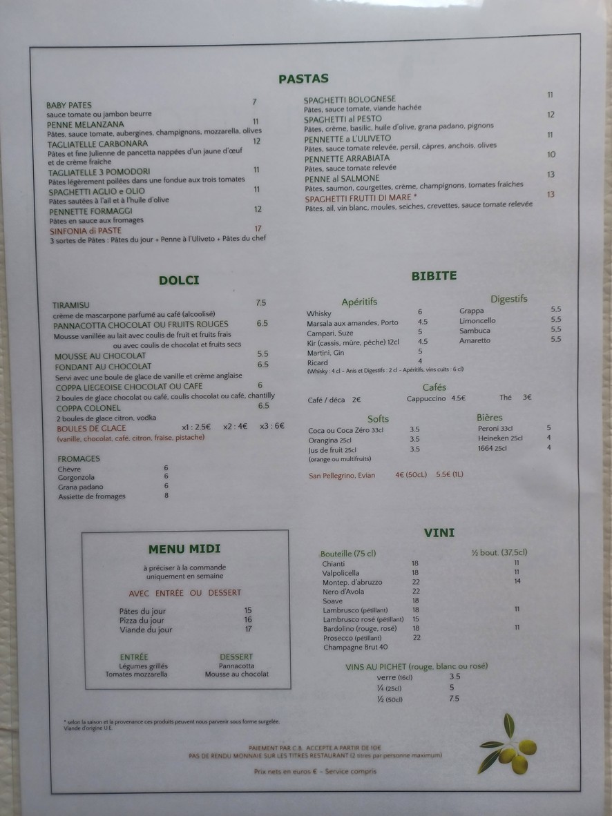 L'Uliveto menu 2