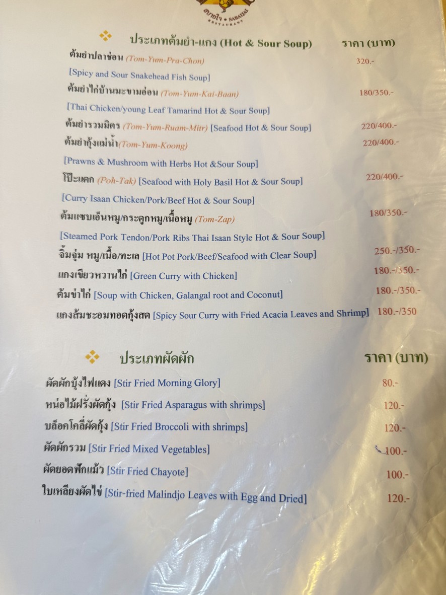Ran Ahan Sabai Jai (Dang Derm) menu 4