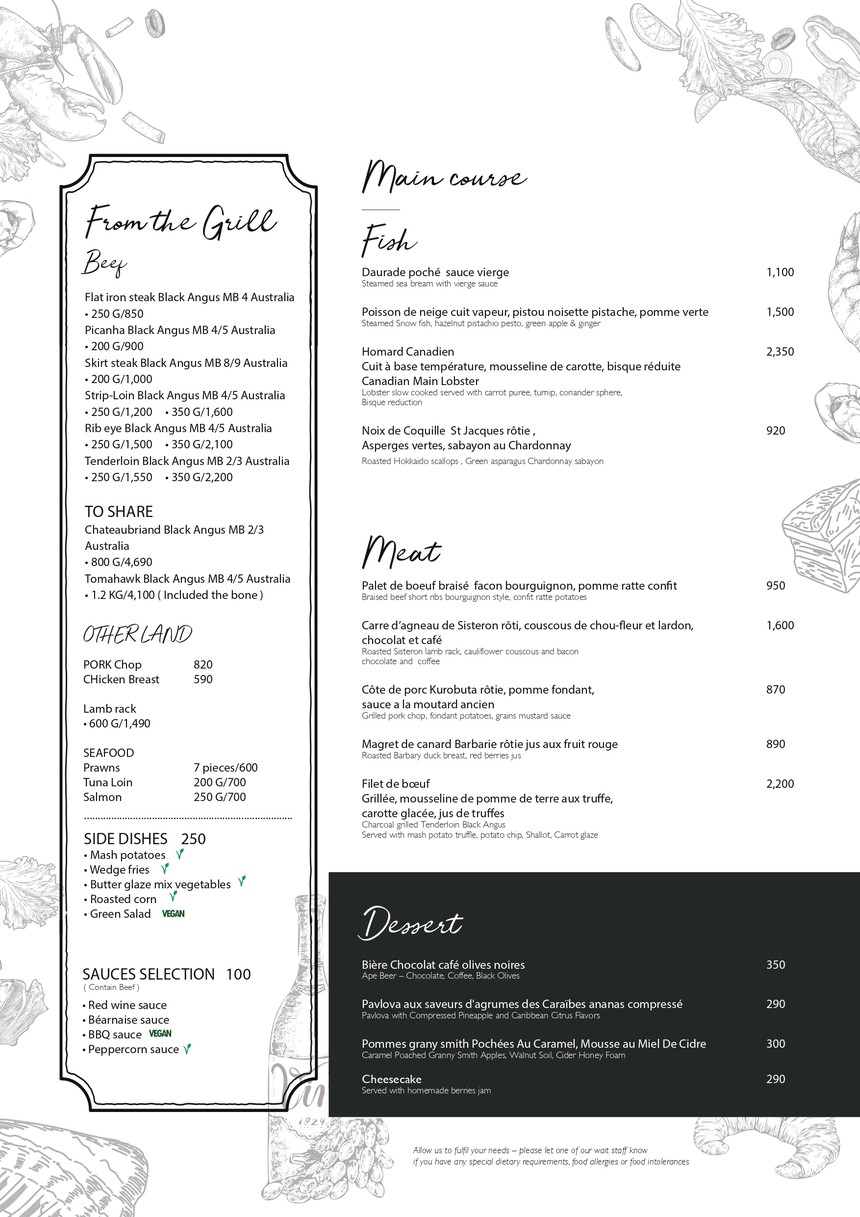 Babette's menu 2