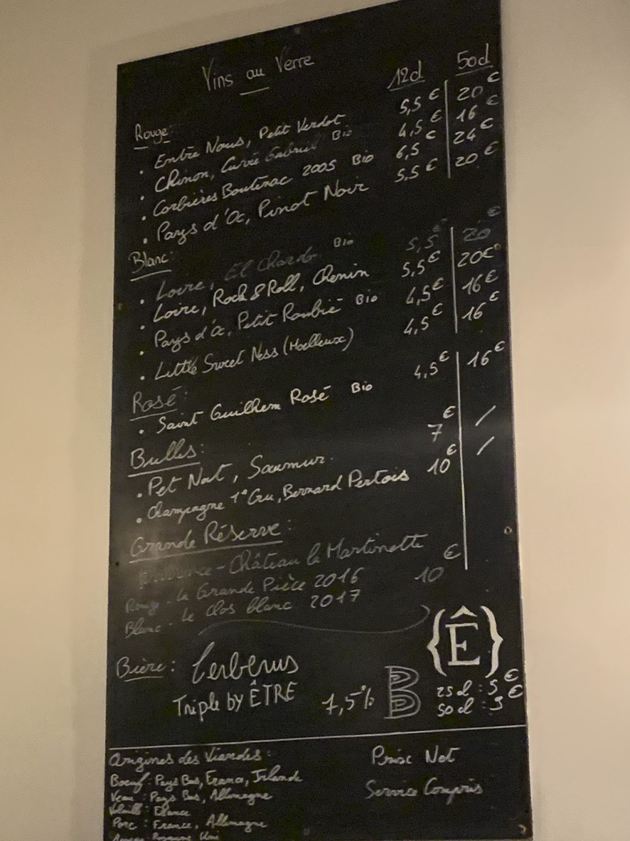 La P'tite Vadrouille menu 2