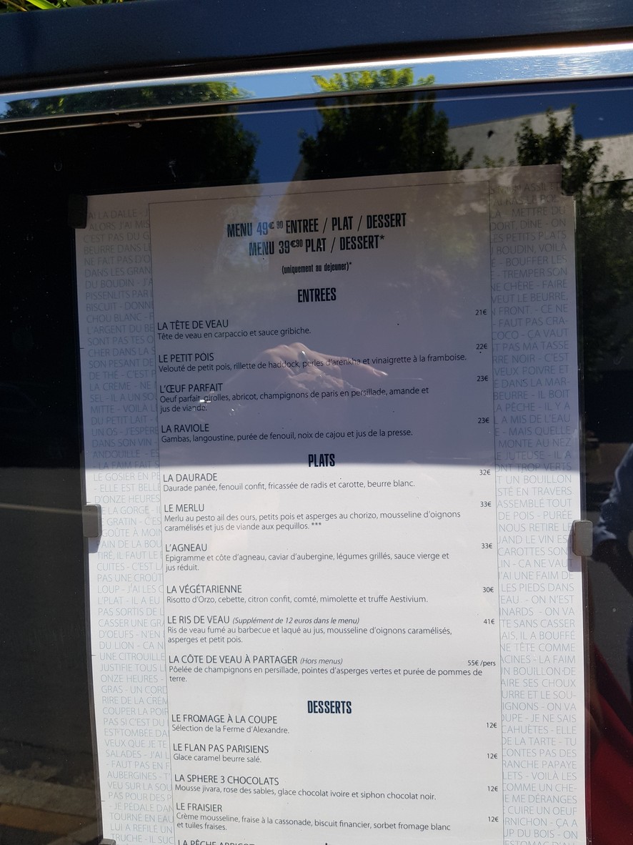 Bistrot Là-Haut menu 2