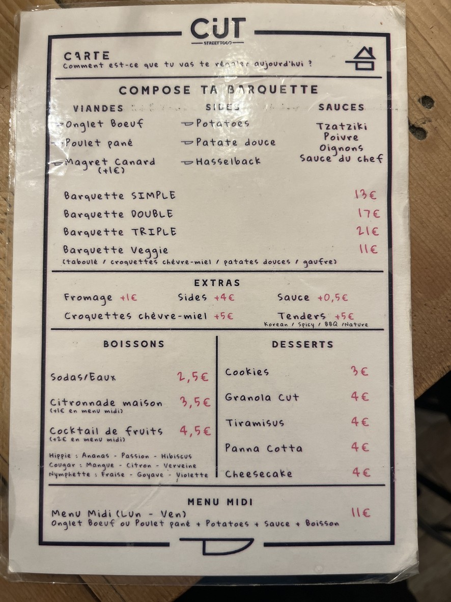 CUT Streetfood | A Emporter menu 2