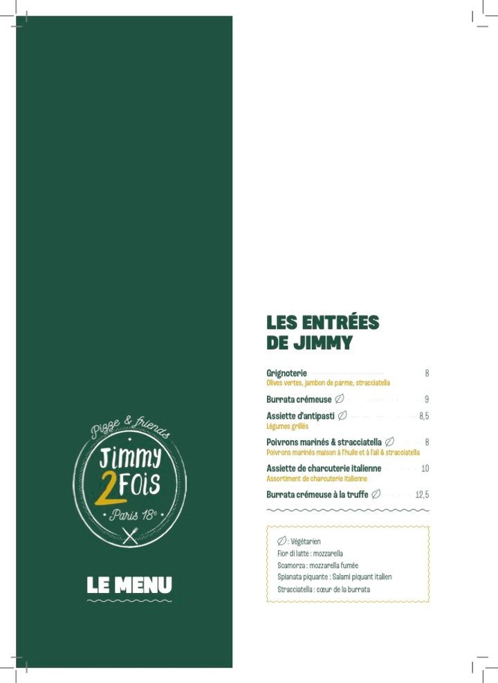 Jimmy 2 fois - Pizzeria Paris 18 menu 1