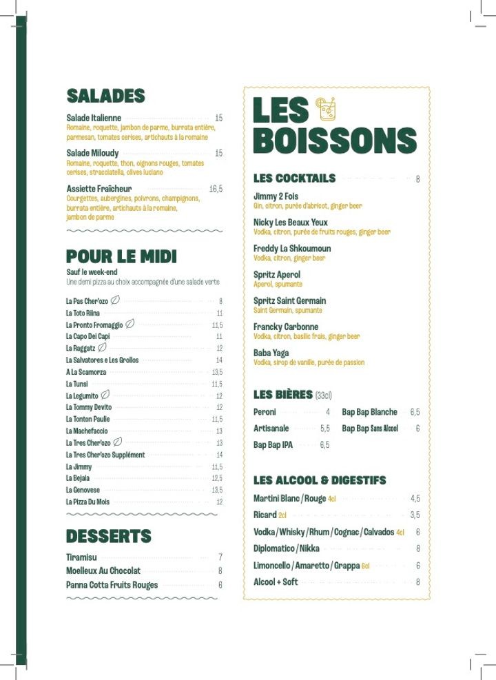 Jimmy 2 fois - Pizzeria Paris 18 menu 3