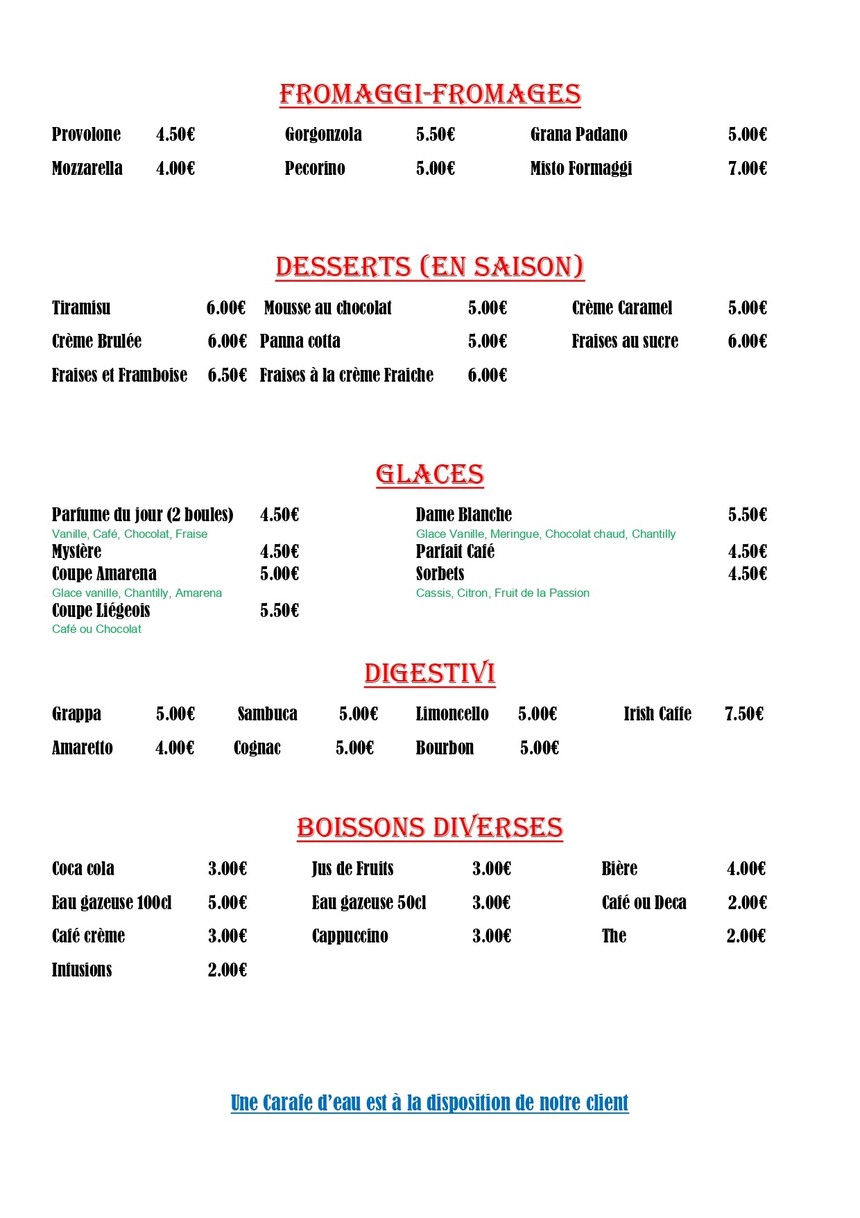 Delice d'Italie - Pizzeria menu 3