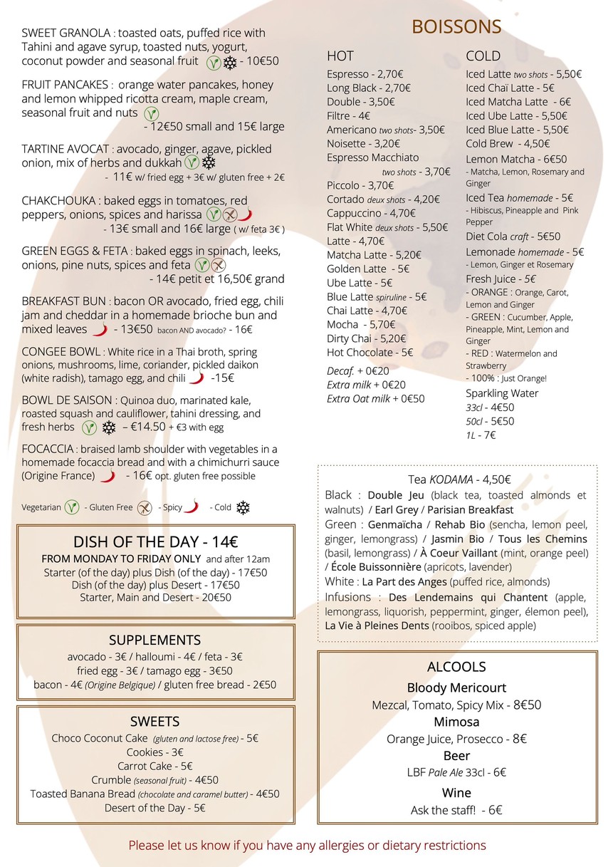 Café Méricourt menu 1