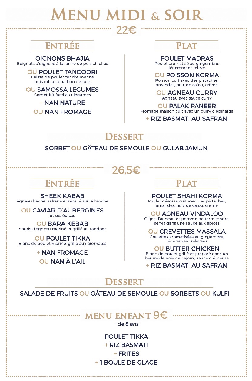 Raja Restaurant Indien menu 2