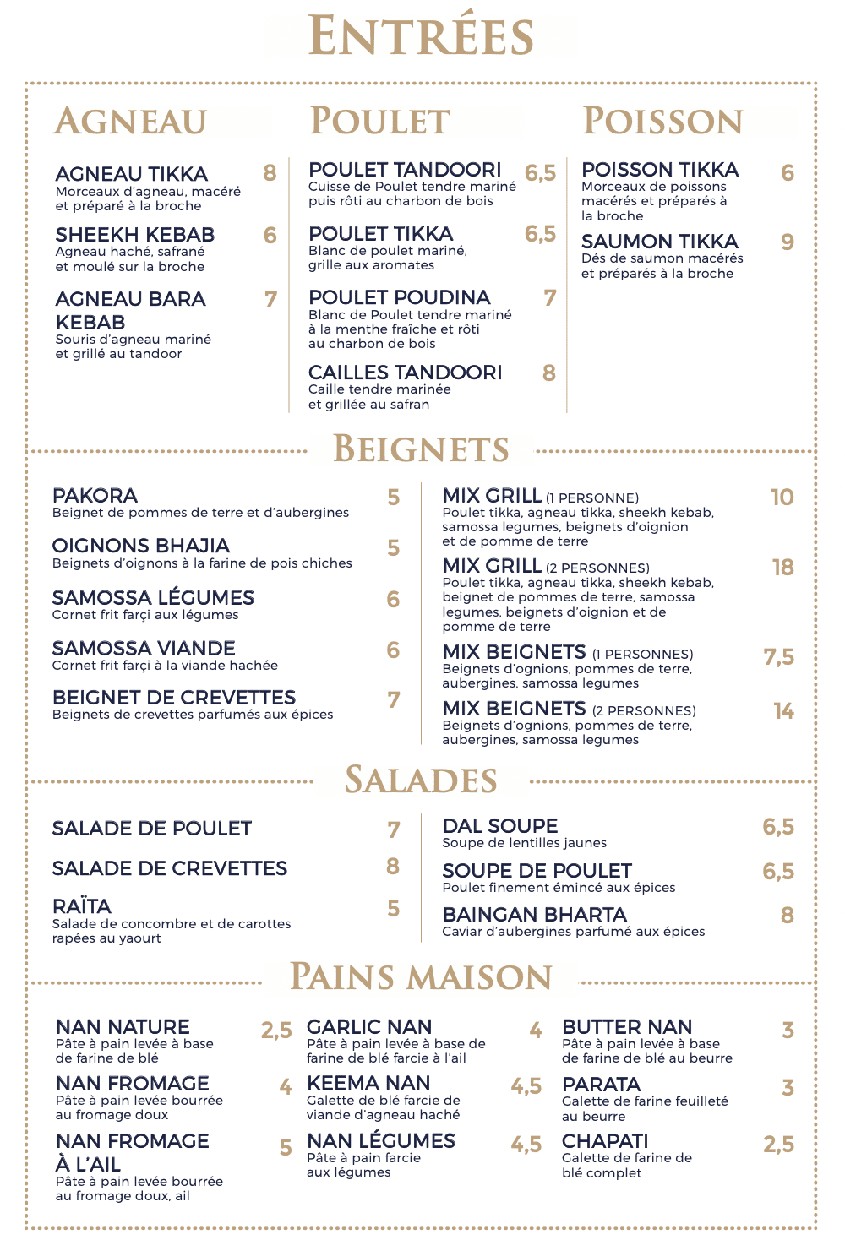 Raja Restaurant Indien menu 3