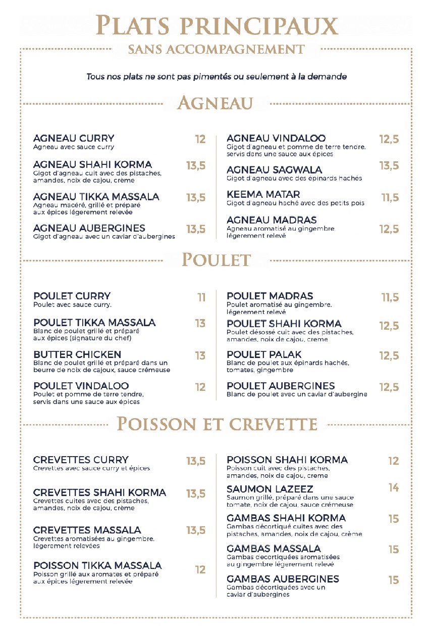 Raja Restaurant Indien menu 4