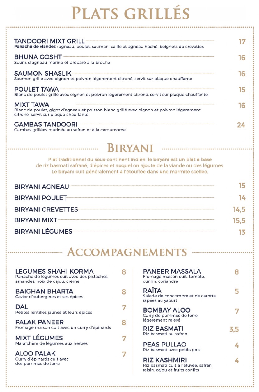 Raja Restaurant Indien menu 5