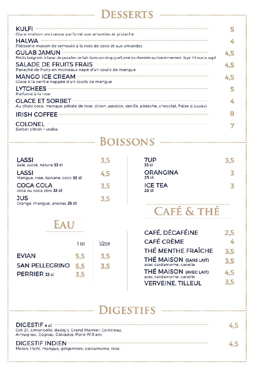 Raja Restaurant Indien menu 6