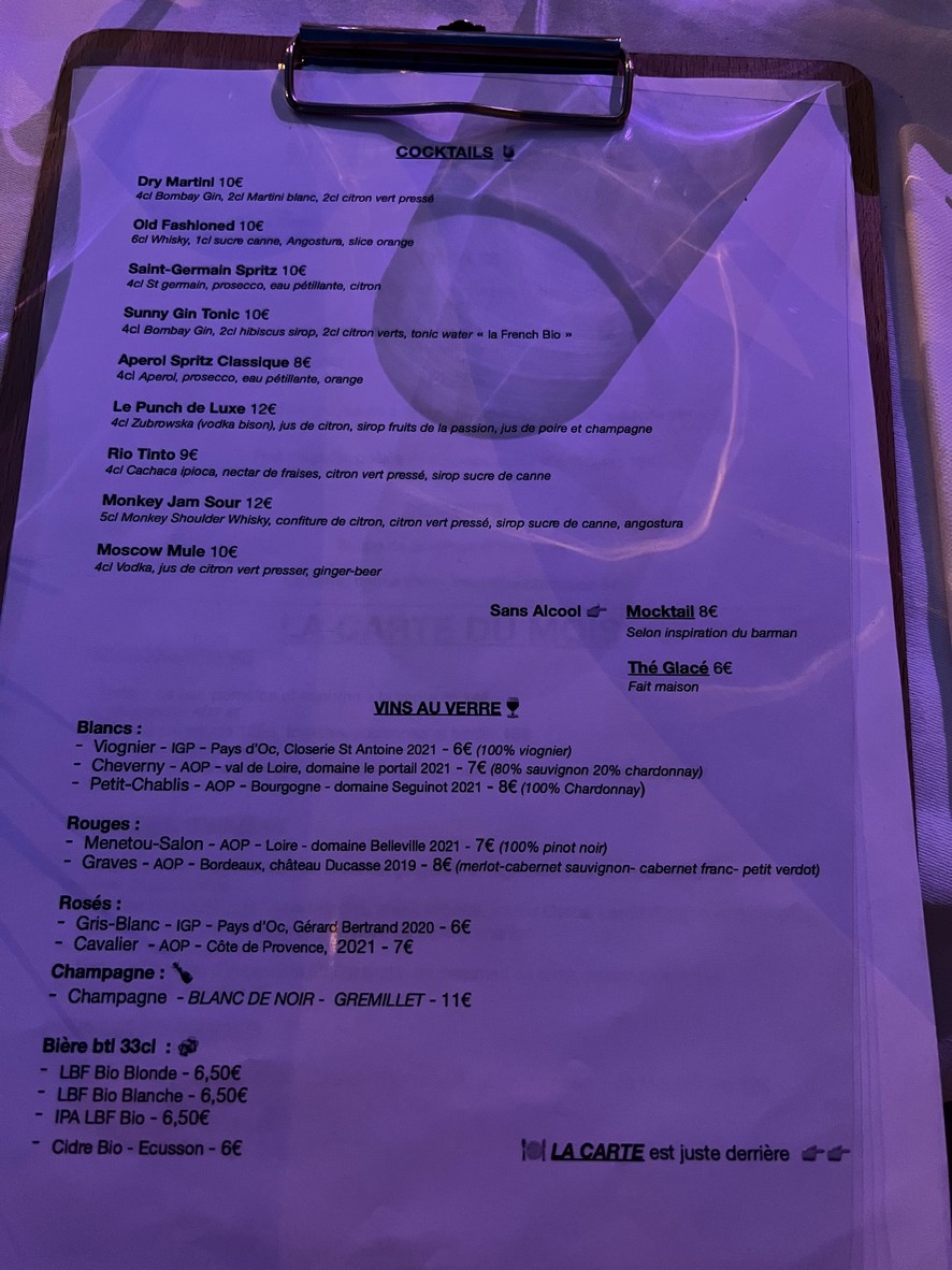 Le Manly menu 2