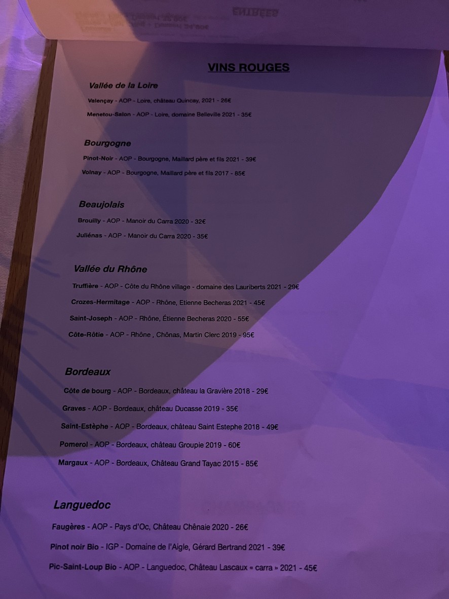 Le Manly menu 4