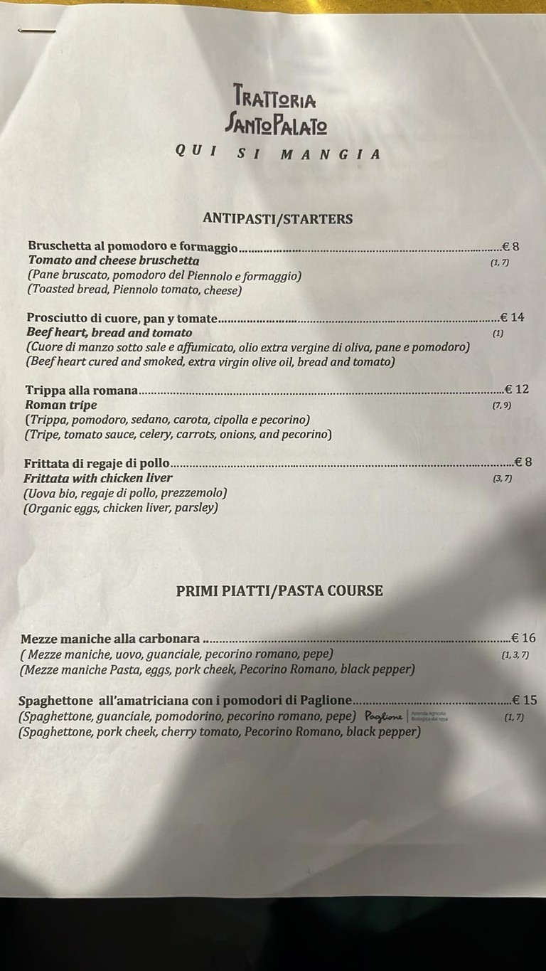 SantoPalato menu 1