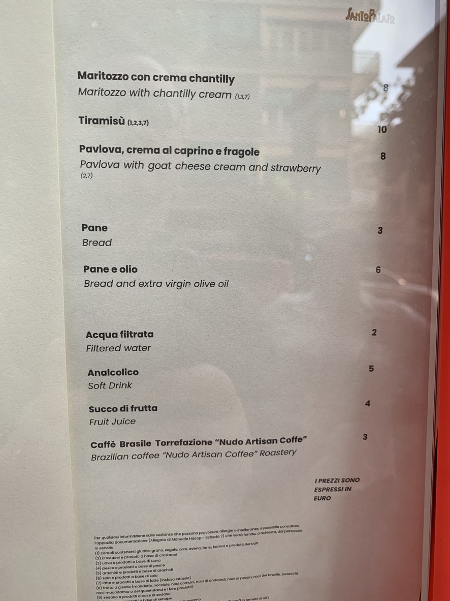 SantoPalato menu 3