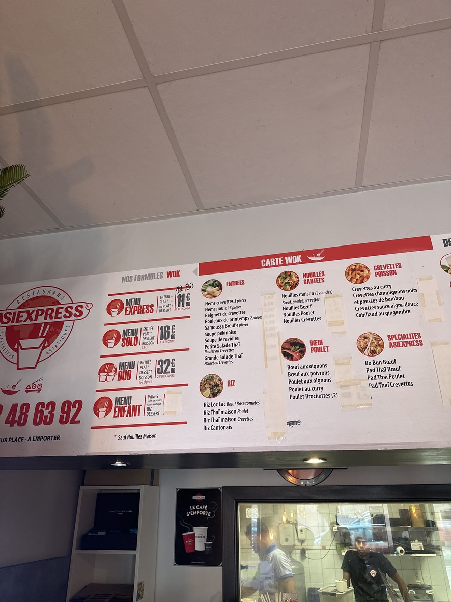 Asie Express menu 1