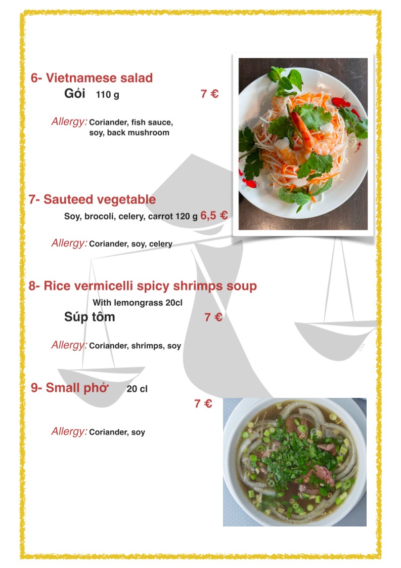 VIET NAM IMPRESSIONS menu 2