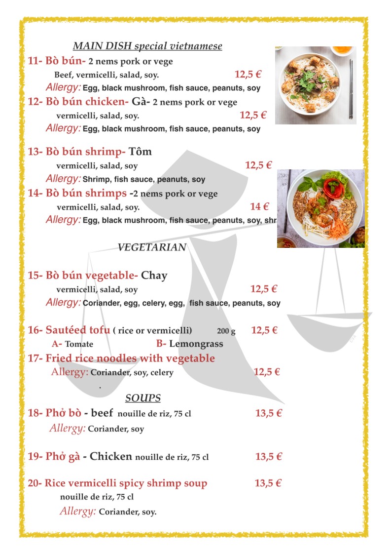 VIET NAM IMPRESSIONS menu 3