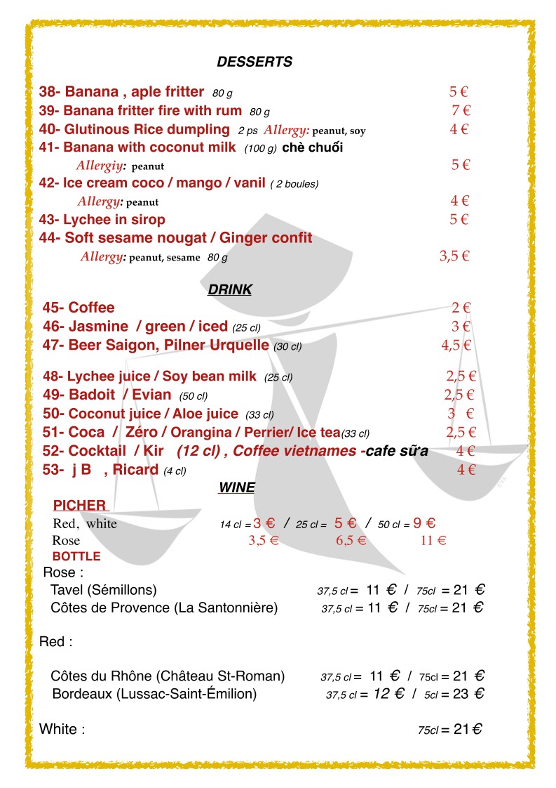 VIET NAM IMPRESSIONS menu 5
