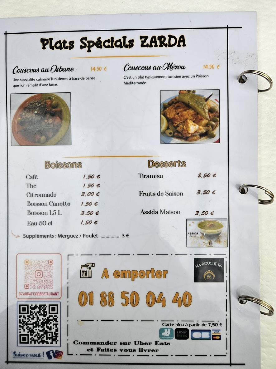 Restaurant Tunisien Zarda Food menu 3