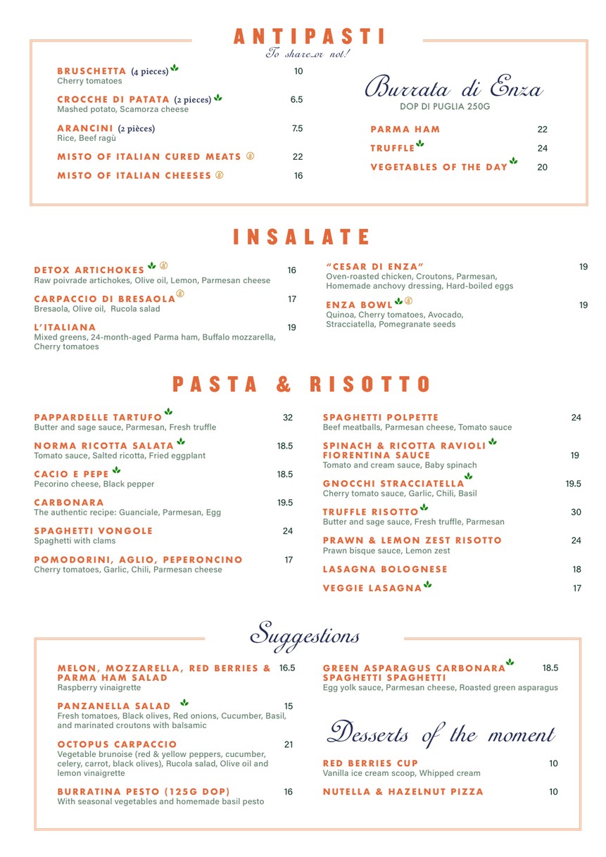 Enza Famiglia menu 2