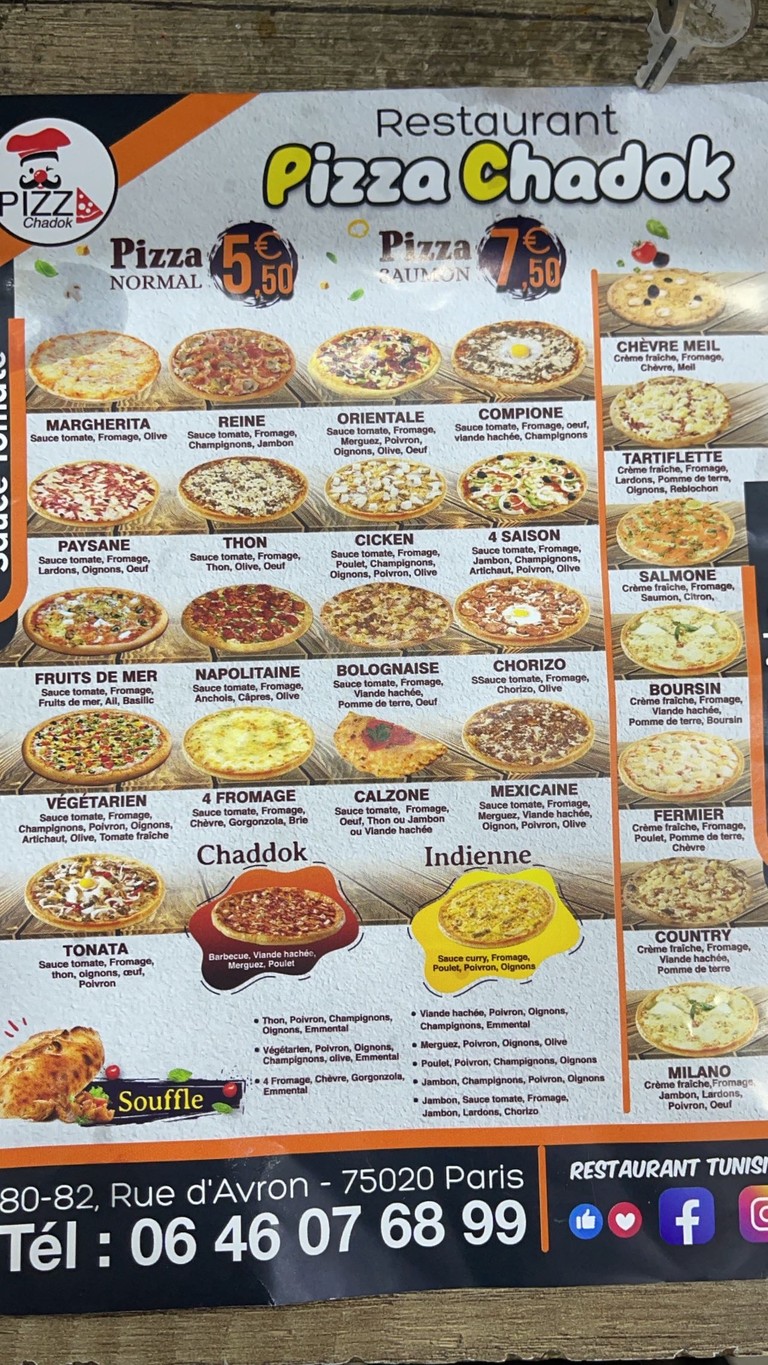 Pizza Chadok menu 1