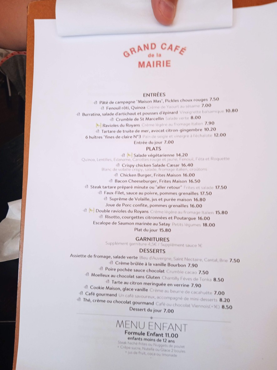 Le Grand Café de la Mairie menu 1