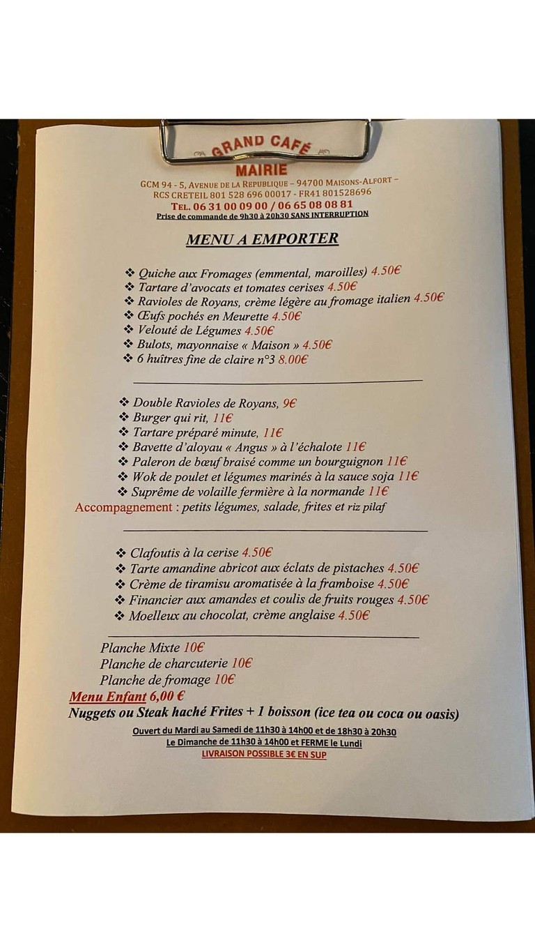 Le Grand Café de la Mairie menu 2