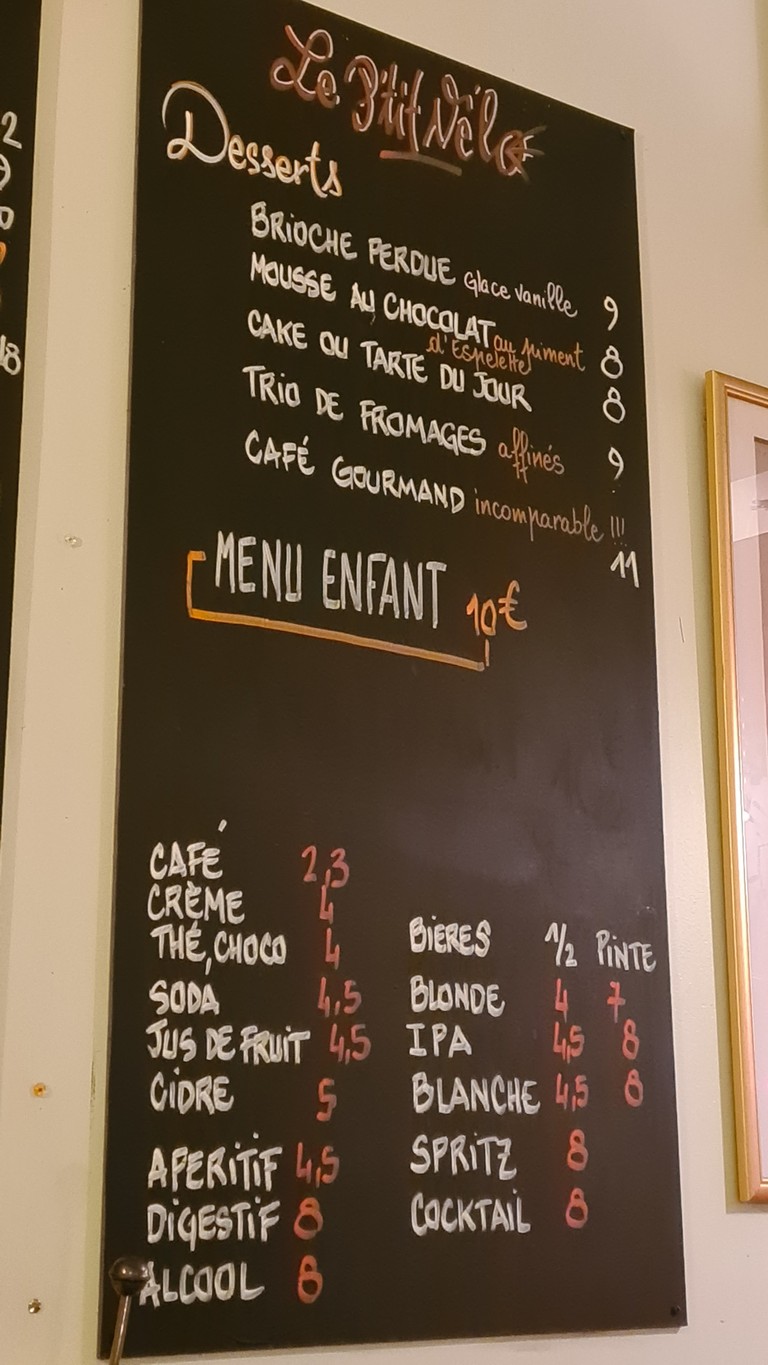 Le P'tit Vélo menu 2