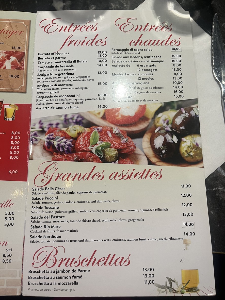 La bella Italia menu 2