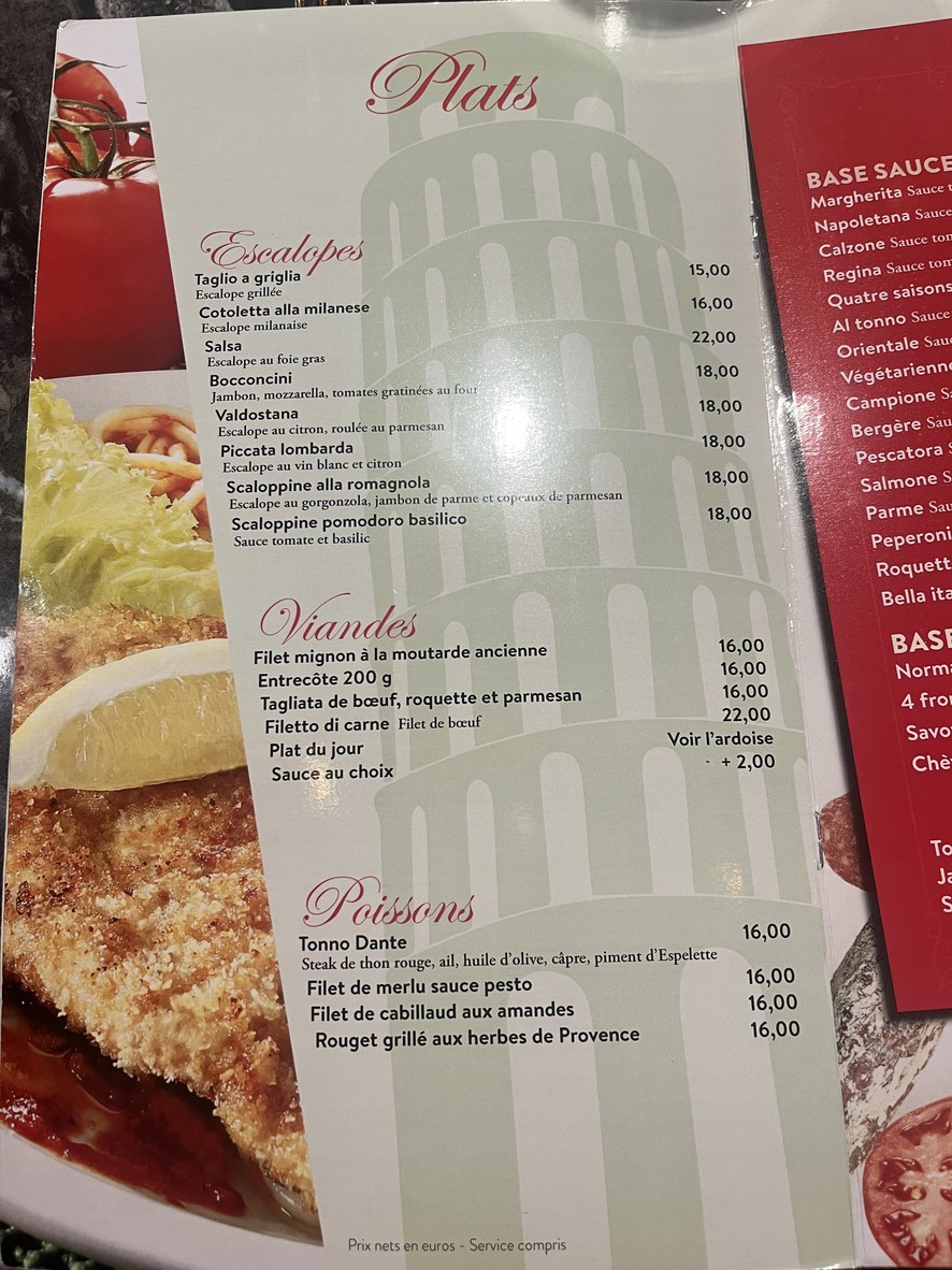 La bella Italia menu 4