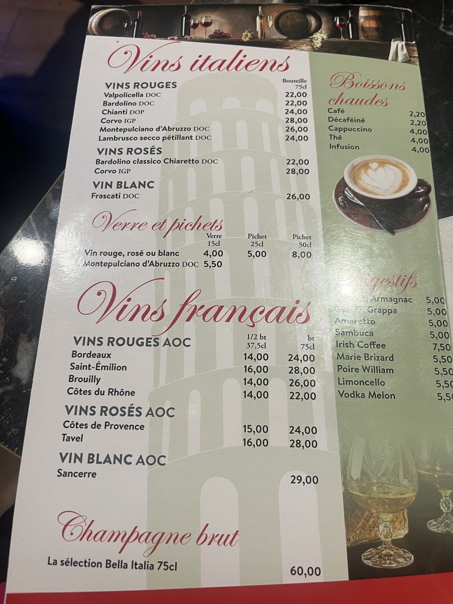 La bella Italia menu 6
