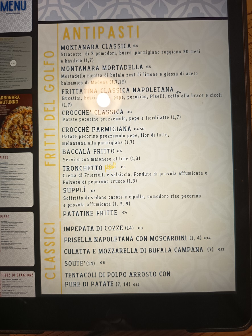 Golfo di Napoli menu 1