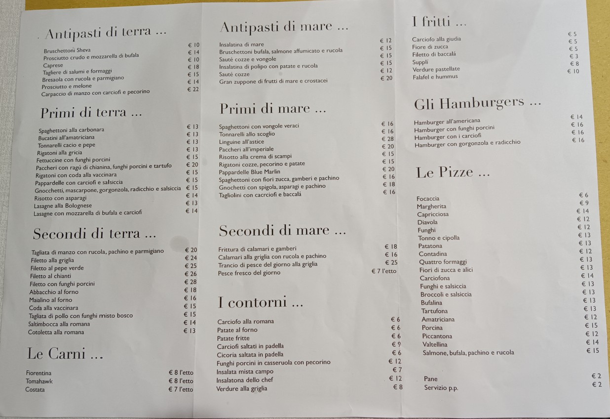 Antico Ghetto Ebraico Sheva di V&F Eventi Uk menu 1