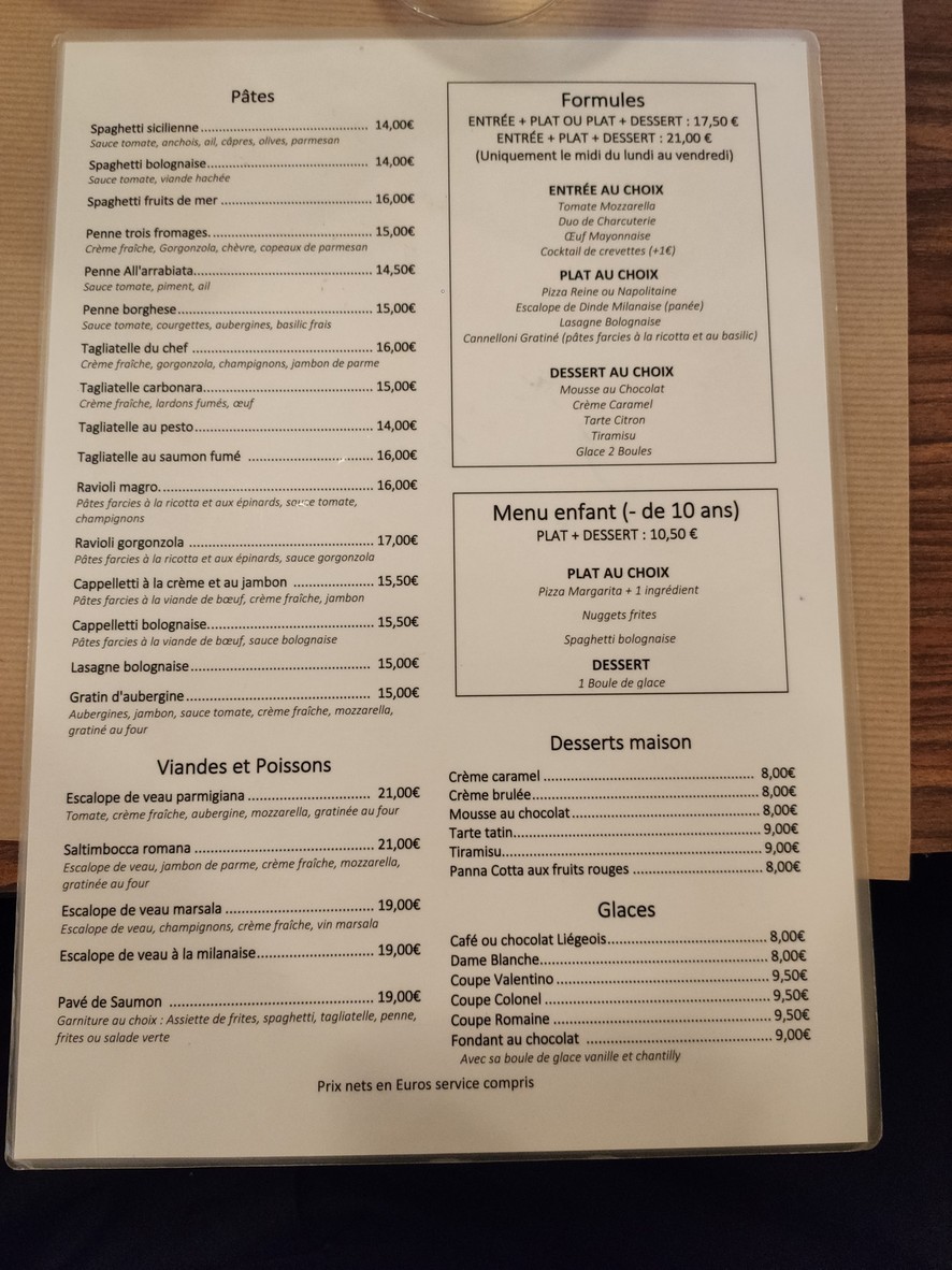Valentino menu 1