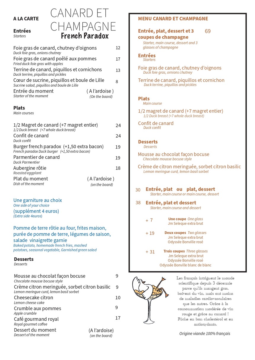FrenchParadox - Canard & Champagne menu 2