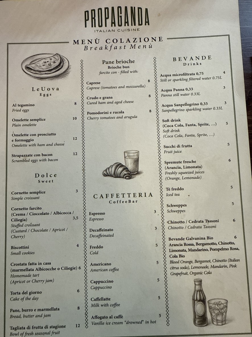 Propaganda Italian Cuisine menu 2