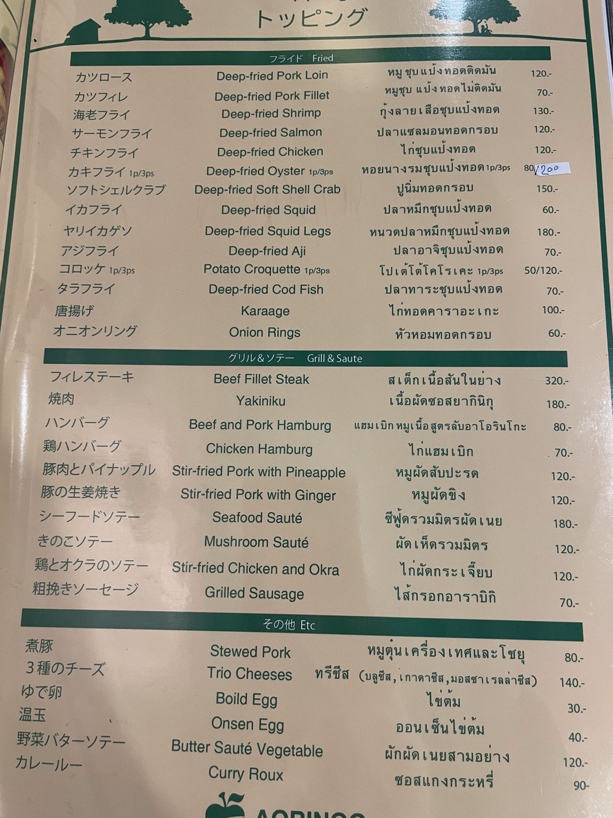 Aoringo Japanese Curry menu 3