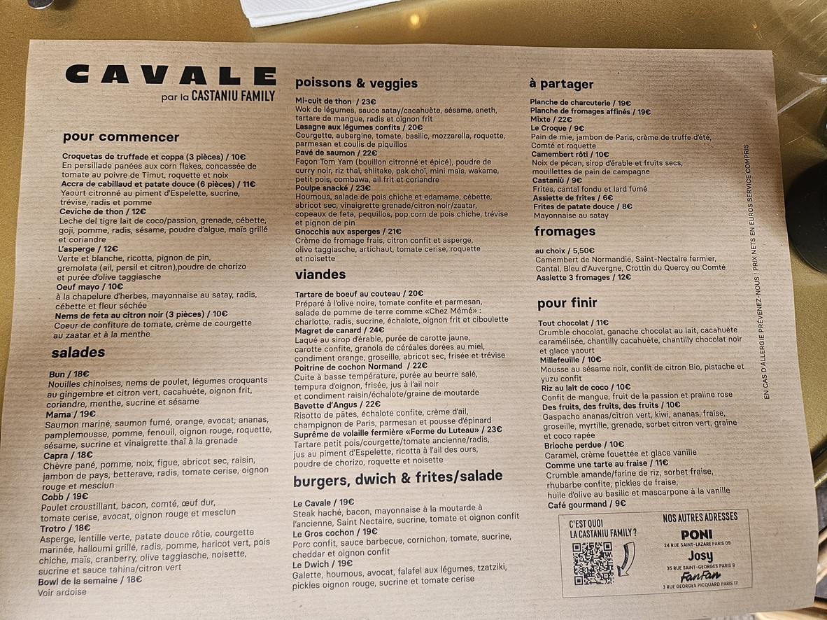 Cavale menu 1
